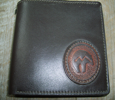 Leather Wallet Bifold Handmade in USA Bear Totem